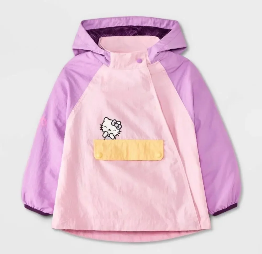 Hello Kitty Toddler Girls Windbreaker Anorak Jacket Pink Size 2T Hooded NWT